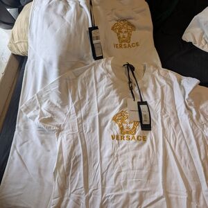 Versace White T-Shirt with Gold Logo